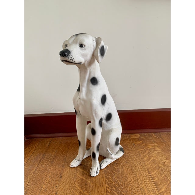 Mid-Century Modern Vintage Chalkware Life Size Dalmatian Statue For Sale - Image 3 of 13