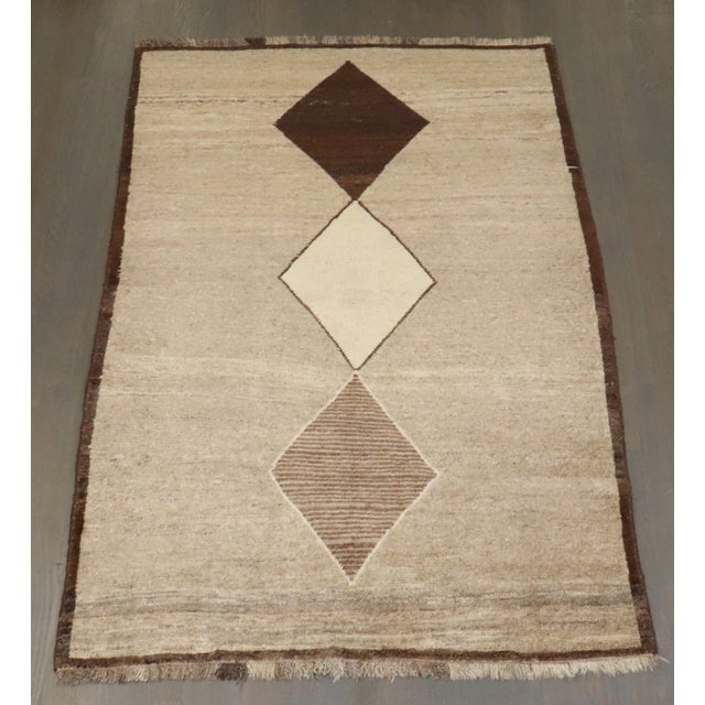 Late 20th Century Zabihi Collection Geometric Persian Gabbeh Rug - 4'3" x 6'5" For Sale In New York - Image 6 of 9