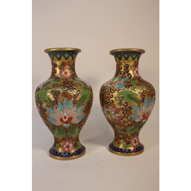Champlevé Cloisonné Vase, China, 1900s, Set of 2 For Sale - Image 16 of 17