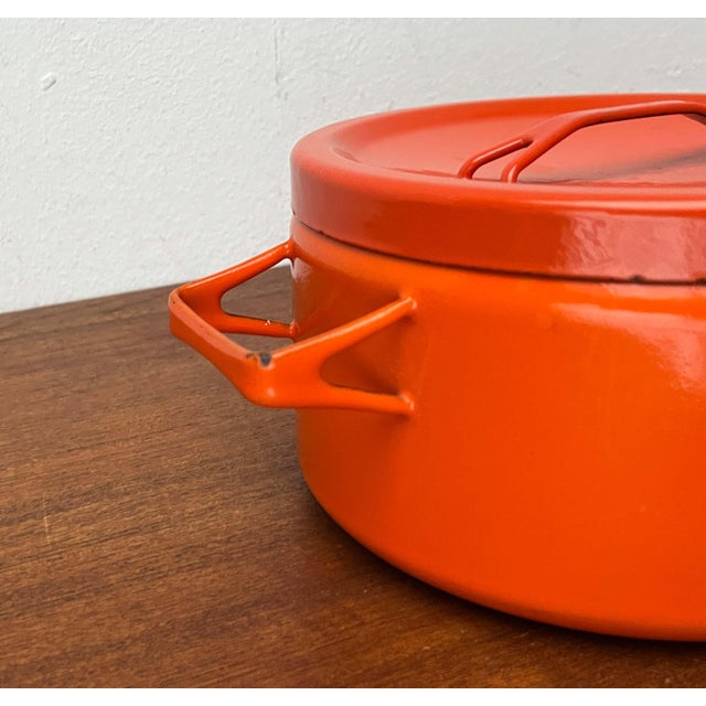 Mid-Century Modern Orange Enamel Pot by Seppo Mallat for Finel, 1960s For Sale - Image 18 of 18