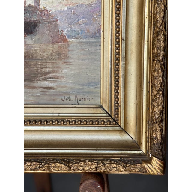 19th Century French River Landscape Oil Painting by Charles Munnier, Framed For Sale - Image 4 of 8