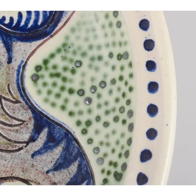 1950s Large Ceramic Bowl with a Stylized Creature from Svend P. Jørgensen, Denmark, 1956 For Sale - Image 5 of 8