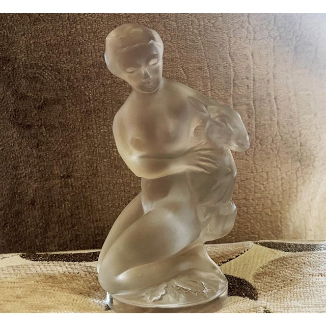 Lady with a Fawn Figurine in Crystal, 1980s For Sale - Image 14 of 15