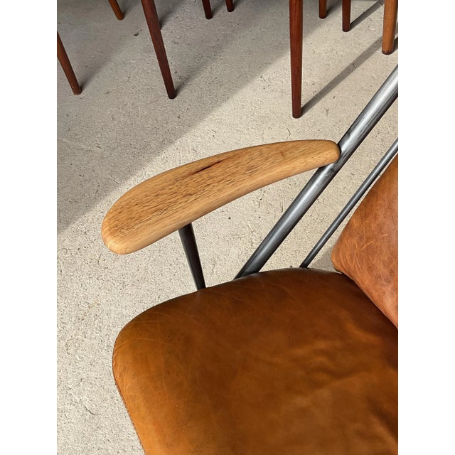 Vintage Lounge Chair in Tan Leather For Sale - Image 5 of 11