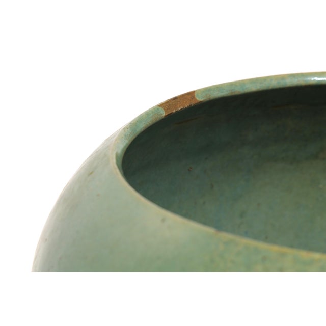 Pair of Vintage Mint Green Ceramic Planters on Wrapped Wood Stands For Sale - Image 14 of 17