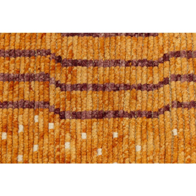 Contemporary Moroccan Style Hand-Knotted Wool Area Rug in Amber & Terracotta For Sale In New York - Image 6 of 12
