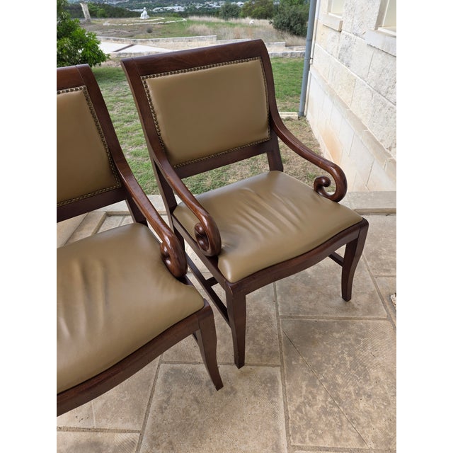 Pair of Neoclassical Style Armchairs With Leather Upholstery For Sale - Image 11 of 12