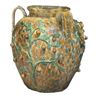 Vintage Italian Majolica Three-Armed Pear Planter Vase For Sale