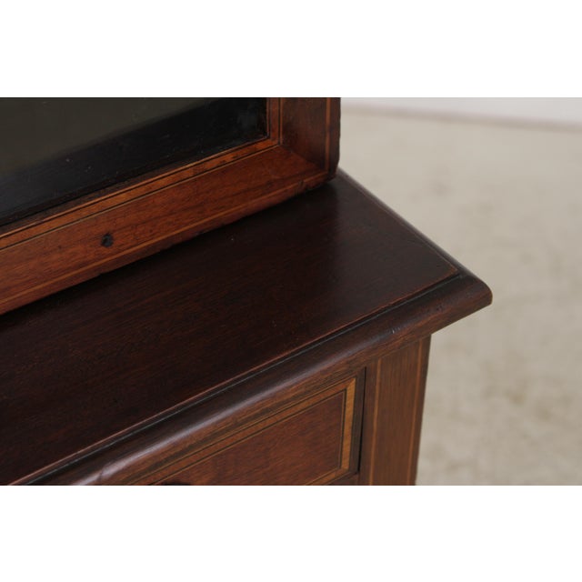 Antique Edwardian 2 Drawer Inlaid Mahogany Curio Cabinet For Sale - Image 14 of 17