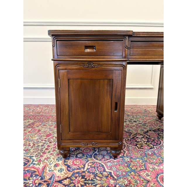 Wood English Desk with Black Inlay For Sale - Image 7 of 17