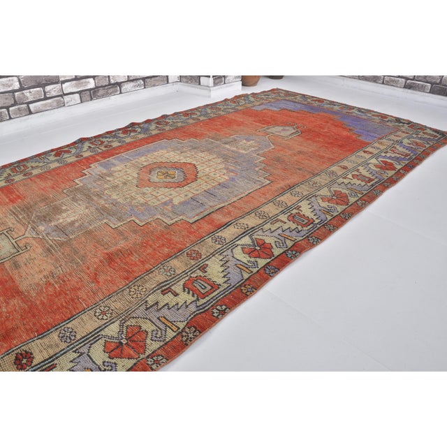 Textile 1960s Burnt Orange Oushak Wool Carpet For Sale - Image 7 of 10