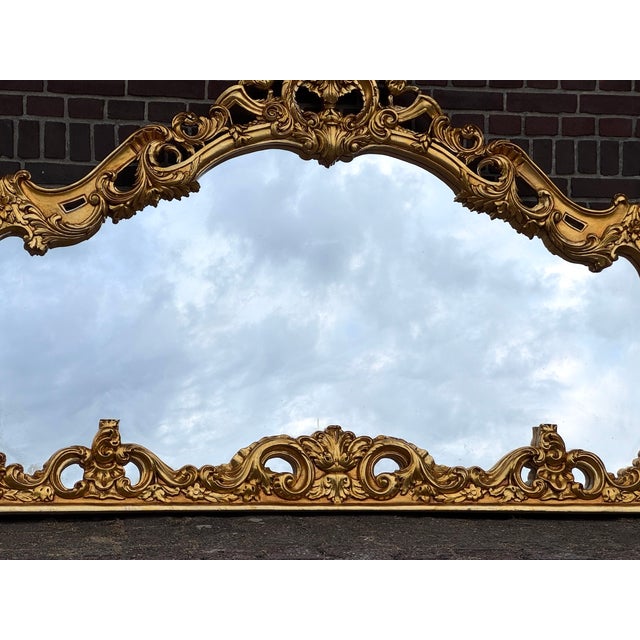 1950s 1950 Italian Rococo Gold Beech Wood Mirror - 1 Pc For Sale - Image 5 of 15