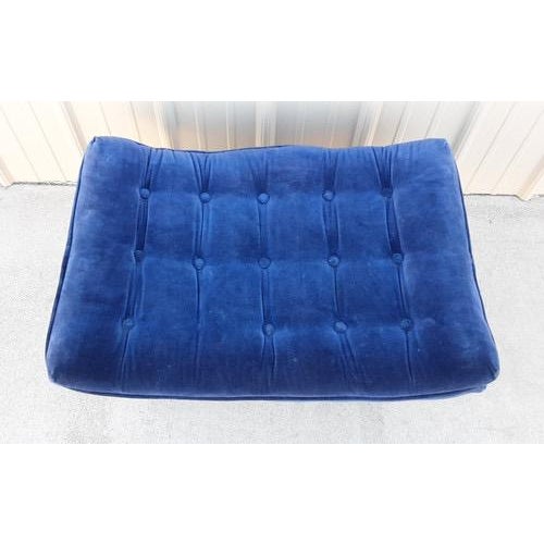 Mid-Century Modern Vintage Mid Century Modern Blue Tufted Ottoman for Castro Convertibles Arden Chair For Sale - Image 3 of 7