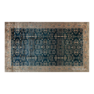 1920s Indian Botanic Blue Handmade Wool Rug