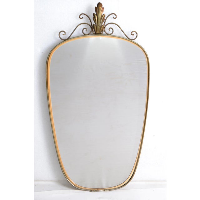 Mid-Century Modern Italian Mid-Century Modern Brass Shield Mirror For Sale - Image 3 of 10