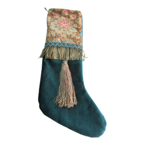 Vintage Sandra Dunn Heirloom Christmas Stocking French Silk Velvet Crystals Beads Neiman Marcus