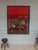 A monumental and richly textured original abstract oil painting on canvas, dominated by intense red, rust, burnt orange,...