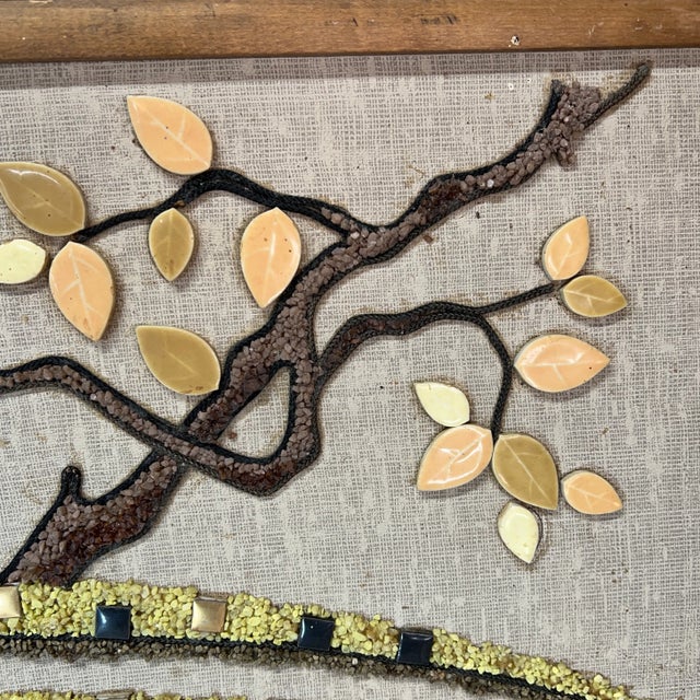 Mid Century Golden Pheasant Pebble Art Wall Hanging For Sale - Image 4 of 5