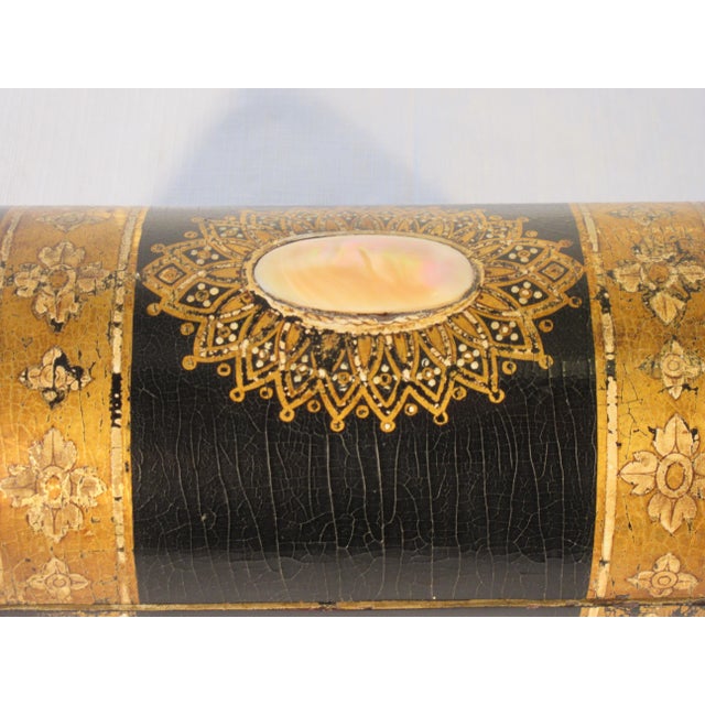 Late 19th Century 19th Century Painted Dome Top Box With Mother of Pearl For Sale - Image 5 of 8