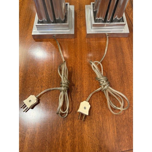 Vintage 1970s Aluminum Tropical Leaf/Palm Table Lamps - a Pair For Sale - Image 9 of 10