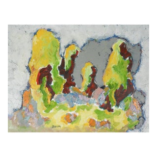 Contemporary Abstract Trees and Clouds Landscape Painting For Sale