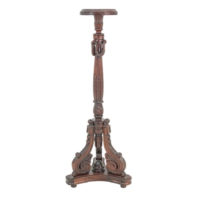 Neoclassical Style Mahogany Plant Stand For Sale