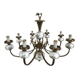 Georgian Style Brass Scroll Arm Chandeliers For Sale