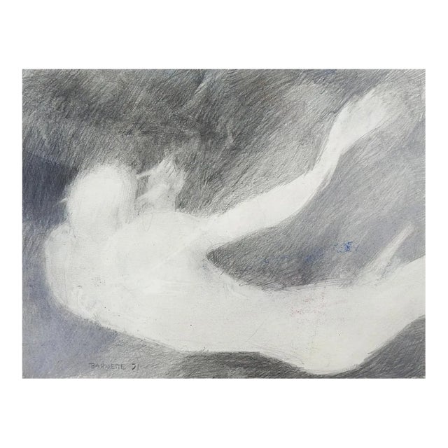 Late 20th Century Falling Figure Abstract Drawing For Sale