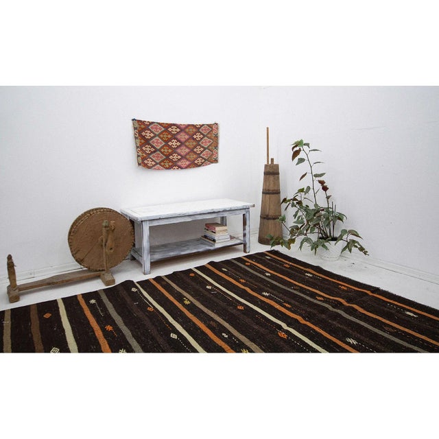 Orange & Brown Goat Hair Vintage Kilim For Sale In Los Angeles - Image 6 of 7