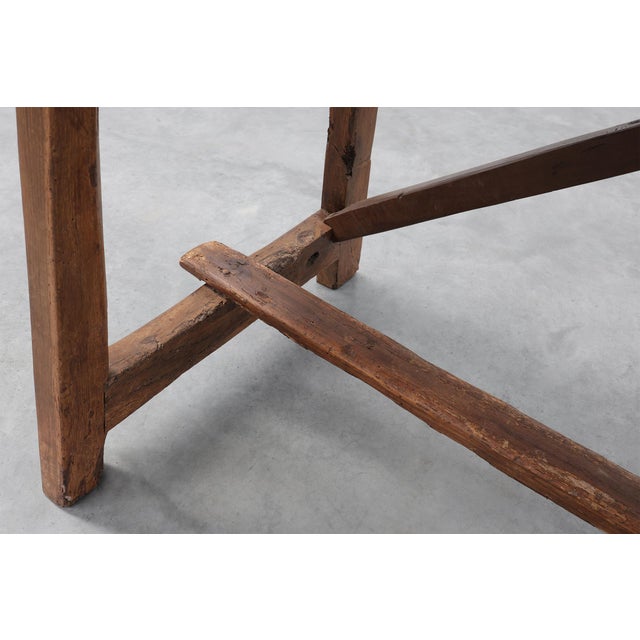 Spanish Rustic Trestle Table with Drawer and X-Stretchers, 1800s For Sale - Image 12 of 13