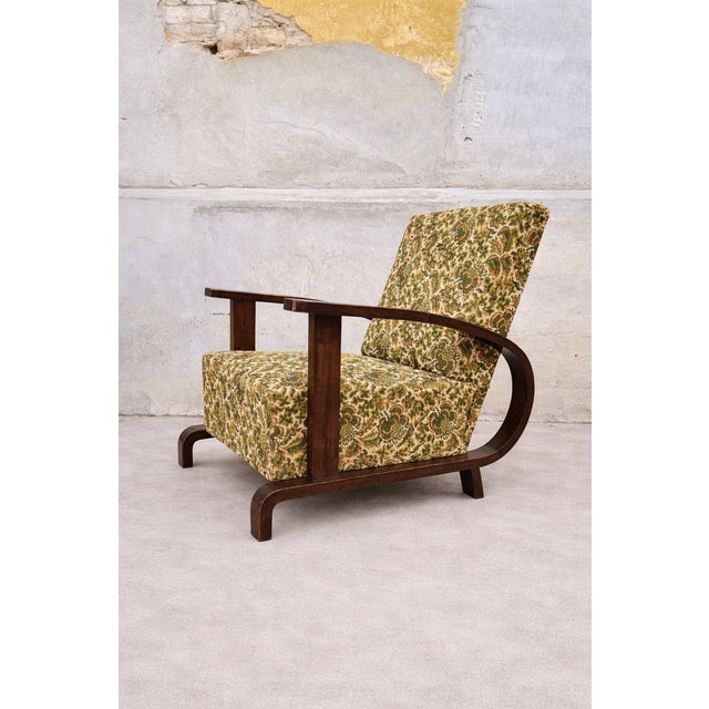 Art Deco Armchair in Black Walnut and Upholstery from Ferenc Fürst, Hungary, 1930s For Sale - Image 10 of 12