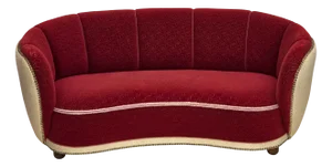 Danish Curved 2-Seater Sofa in Red and Beige Wool, 1960s