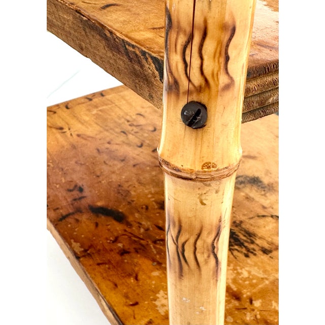 Antique Burnt Bamboo Four Tier Shelf For Sale - Image 9 of 11