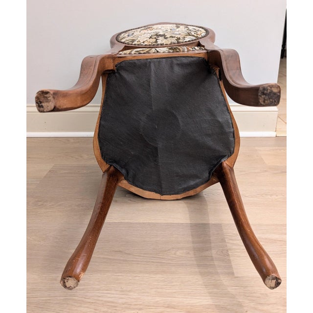 Vintage Carved Walnut Balloon Chair Early Louis XV Style Tapestry For Sale - Image 14 of 14