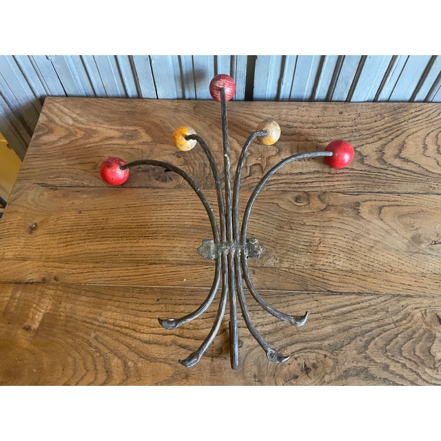 Vintage French Wall Coat Rack with Wooden Balls, 1960s For Sale - Image 11 of 14
