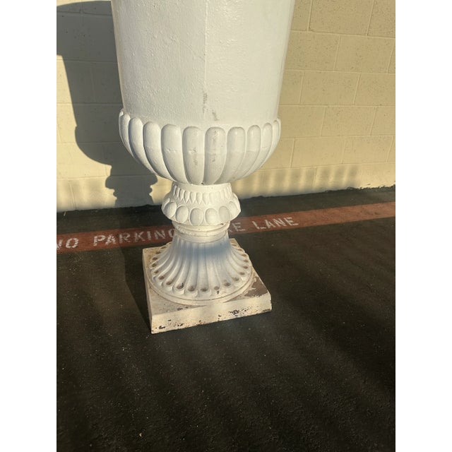 Metal Vintage Classical Cast Iron Garden Urn, Circa 1960s For Sale - Image 7 of 10