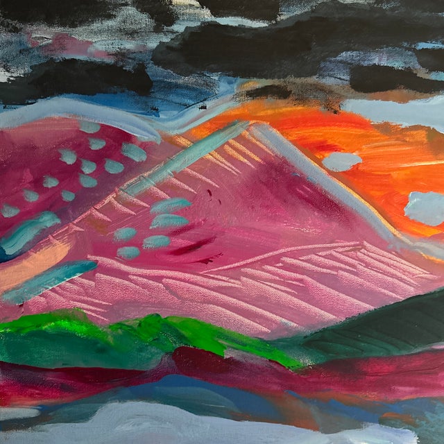 Textile Laura Davis (American [Nc], 21st C.) “When the Sun Goes Down,” Acrylic on Canvas For Sale - Image 7 of 9