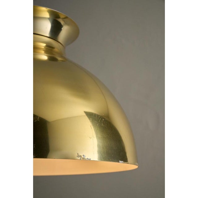 Large Mid-Century Modern Gold Brass Tone Dome Pendant Light, 1970s For Sale - Image 6 of 12