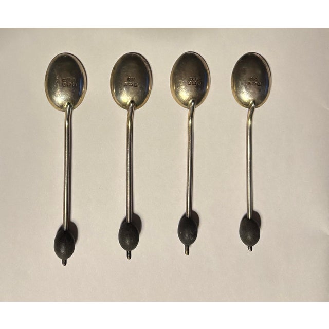 Vintage Sterling Silver Coffee Bean Demitasse Spoons – Set of Four Elegant set of four vintage English demitasse spoons,...