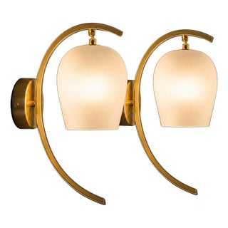 Glass and Brass Wall Lamps by Pietro Chiesa for Fontana Arte, Italy, 1940s, Set of 2 For Sale