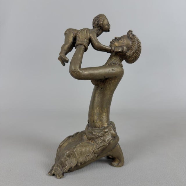 Ancient Bronze Tribal Maternity Sculpture, 1950s For Sale - Image 4 of 12