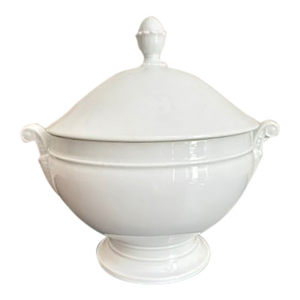 Antique French White Porcelain Soup Tureen With Pinecone Finial