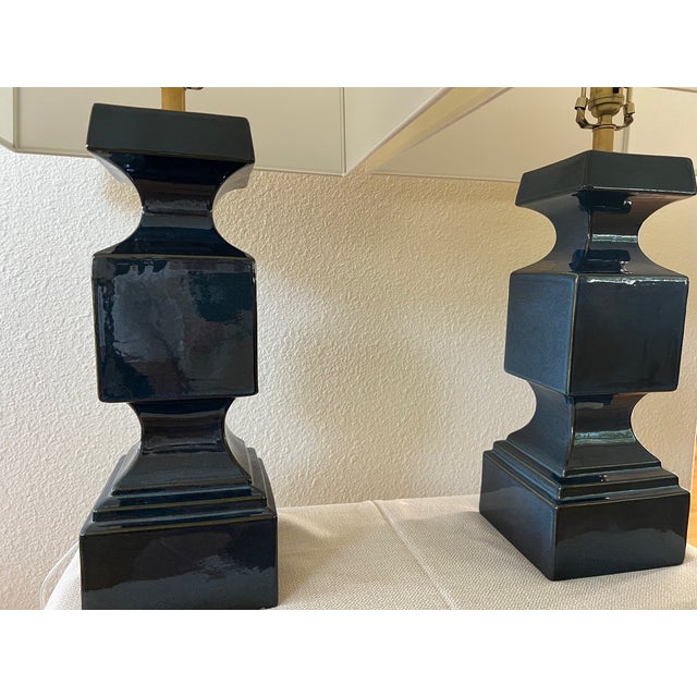 Visual Comfort Chapman & Myers Visual Comfort Finley Large Balustrade Table Lamp, Mixed Blue Brown, Set of 2 For Sale - Image 4 of 11