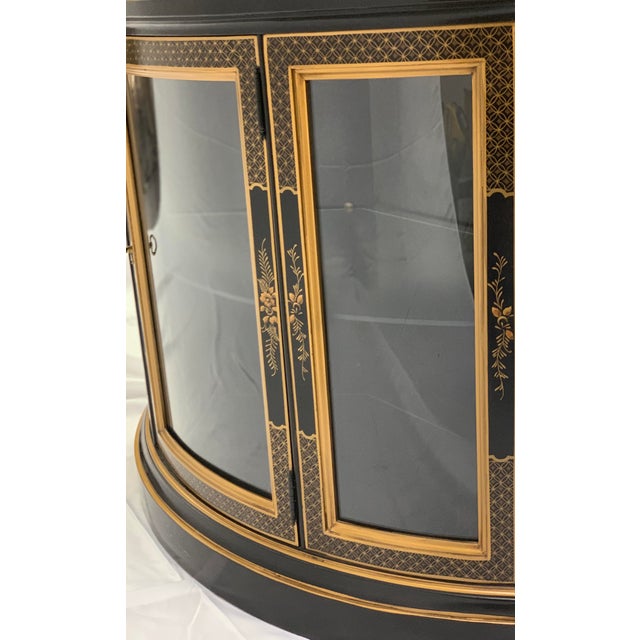 Drexel Black & Gold Chinoiserie Painted Corner Curio Chairish