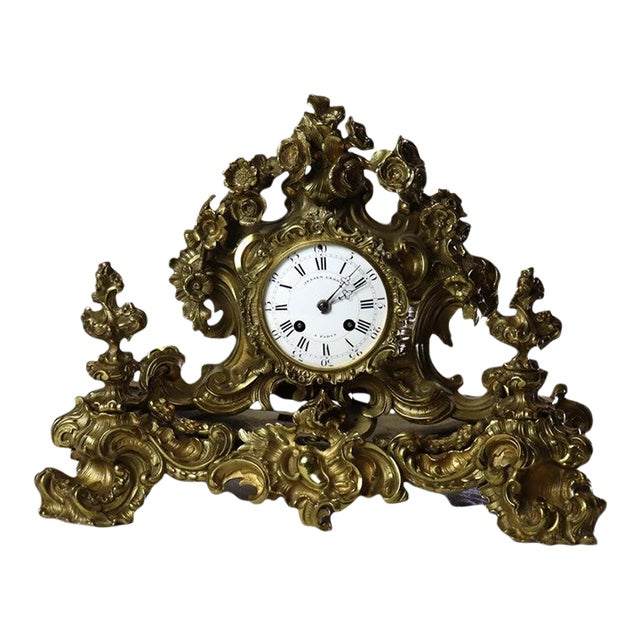 Antique Julien Leroy French Louis XIV Rococo Gilt Bronze Mantle