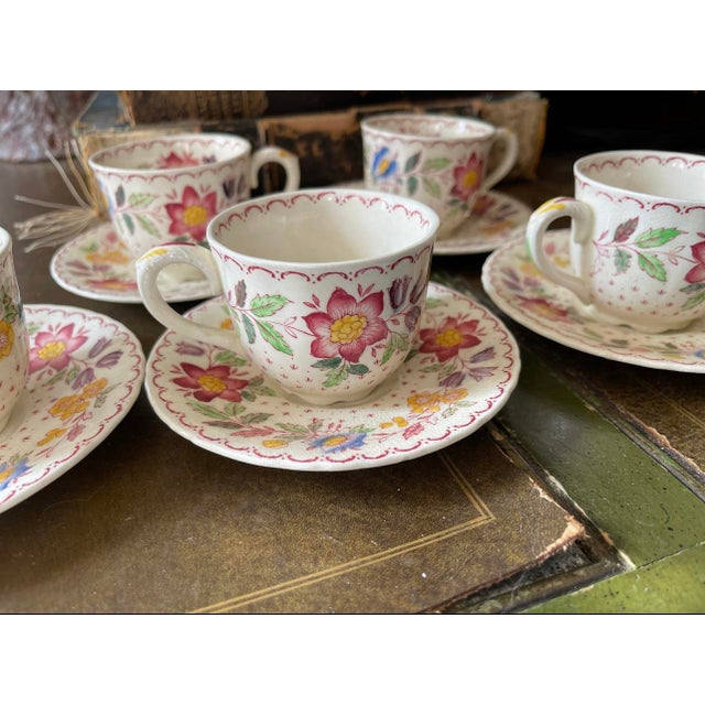 Late 19th Century Set of Five (5) Vintage Mason’s English Demitasse and Saucers For Sale - Image 5 of 10
