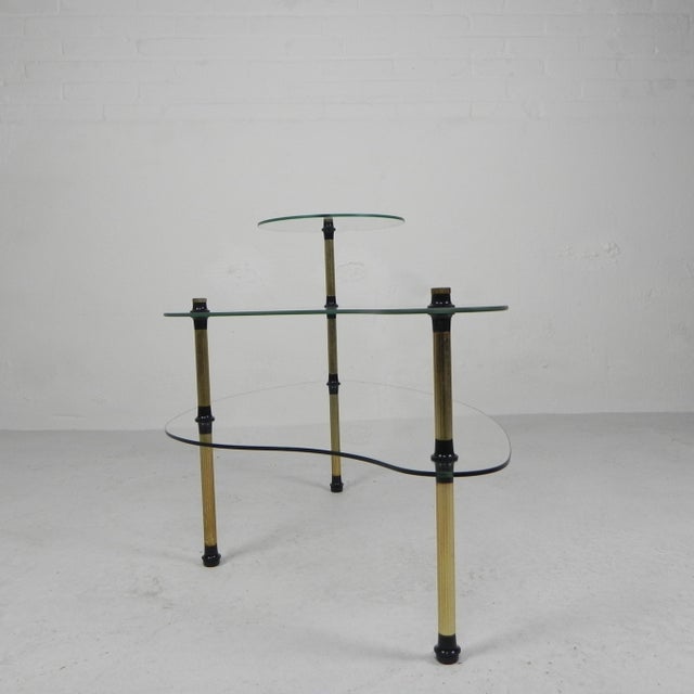 Kidney Shaped Etagere with Three Glass Plates, 1950s For Sale - Image 4 of 15