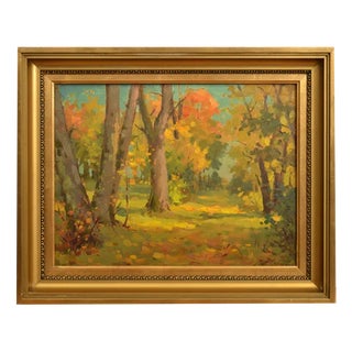 Autumn Landscape, Oil on Board, 20th Century For Sale