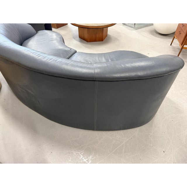 Labeled Directional 1980’s Gray Leather Sofa For Sale - Image 9 of 18