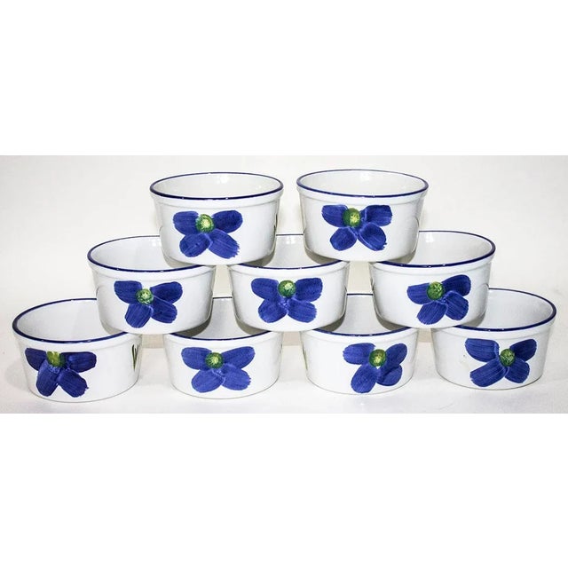 1980s Modern Maxam Ramekin Baking Dishes - Hand Painted in Portugal - Set of 9 For Sale In Las Vegas - Image 6 of 6